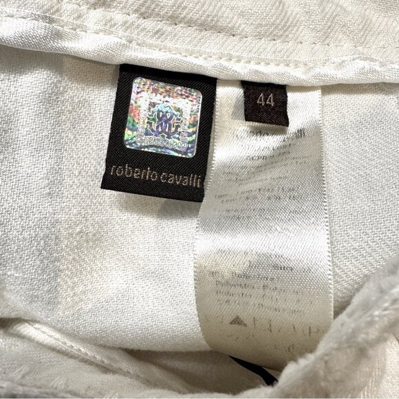Roberto Cavalli White Linen Cropped Pants size 44IT (US 8) - Picture 5 of 6